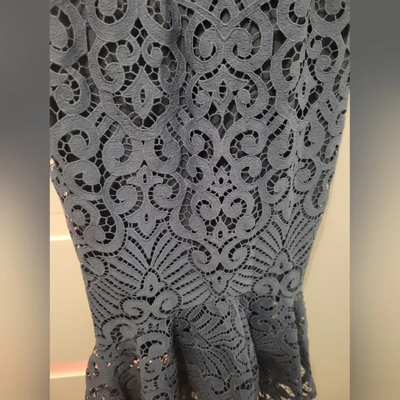 Lady Black Tie Blue Steel Lace Midi Dress Size 4 - Picture 6 of 9